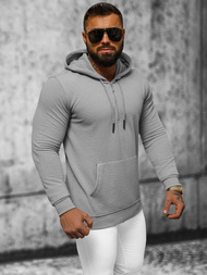 Pilka vyriškas džemperis su gobtuvu OZONEE O/TB2273