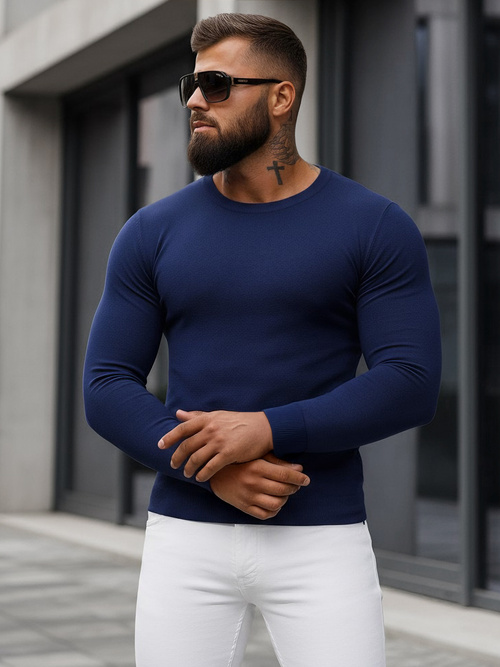 Tamsiai-mėlynas vyriškas megztinis OZONEE NB/MMB602/5Z