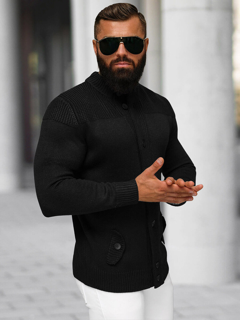 Juodas vyriškas megztinis OZONEE NB/MM6011/4Z