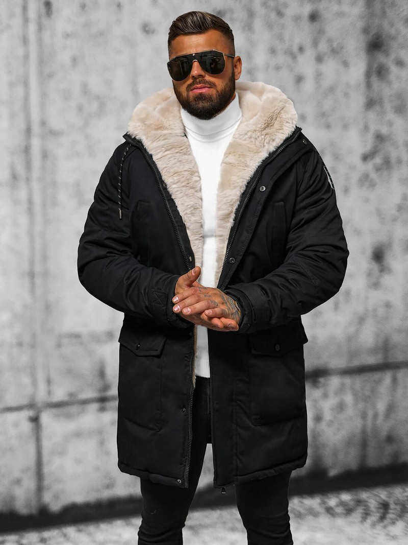 Juoda vyriška žieminė striukė OZONEE JS/5M120/392