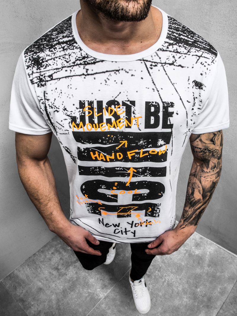 Balti vyriški marškinėliai OZONEE JS/KS1983Z