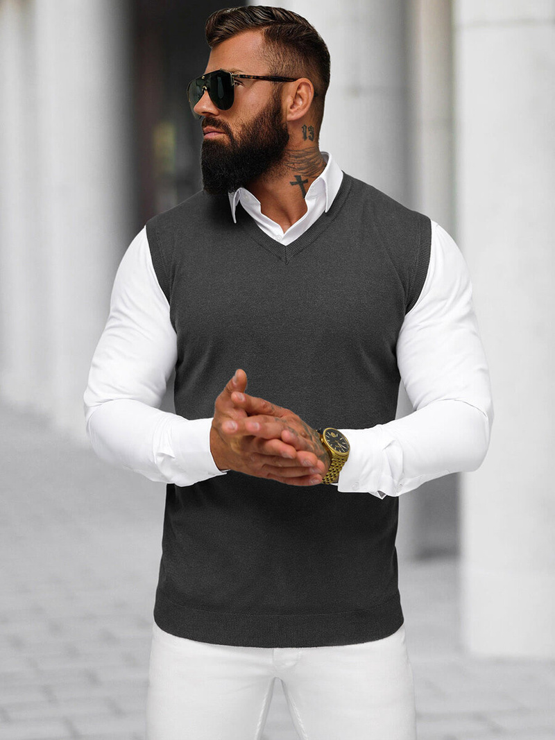 Grafitinis vyriškas megztinis OZONEE NB/MM6005/3Z