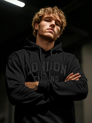 Juoda vyriškas džemperis su gobtuvu OZONEE JS/8B1986/3