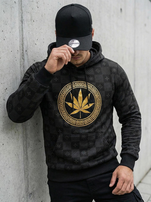 Juodas vyriškas džemperis su gobtuvu OZONEE O/B265Z