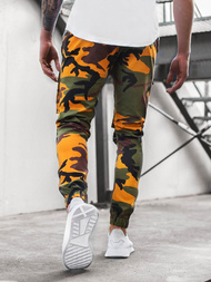 Geltonai-Rusvai žalsvos vyriškos chino jogger stiliaus kelnės OZONEE G/2787