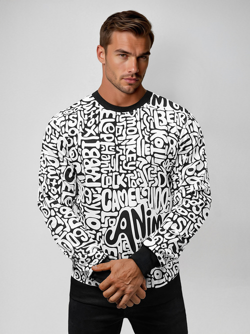 Baltas vyriškas džemperis OZONEE JS/8B1131/1Z