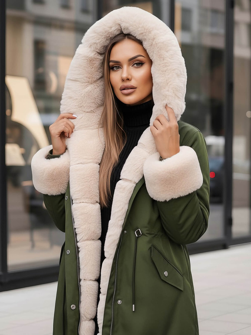 Žalia moteriška žieminė striukė OZONEE JS/M763/136Z