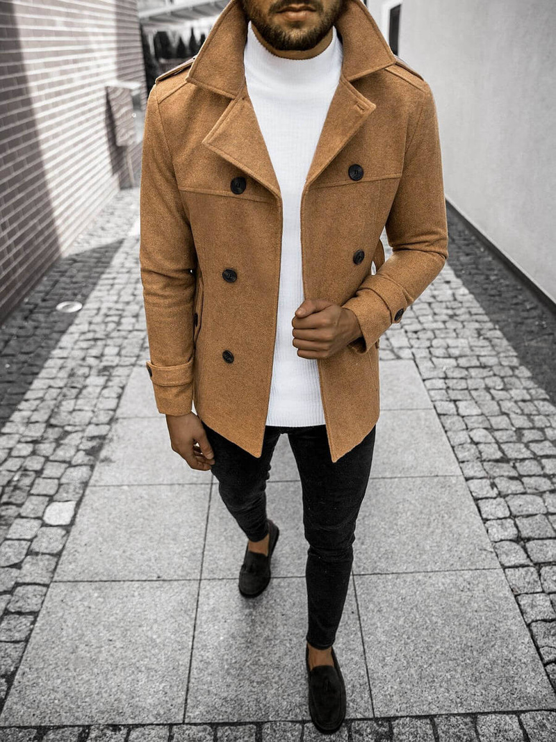 Šviesus-Camel vyriškas paltas OZONEE O/5627