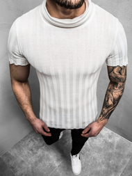 Balta vyriška palaidinė trumpomis rankovėmis OZONEE L/2294Z