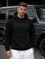 Juoda vyriškas džemperis su gobtuvu OZONEE JS/8B1968/3