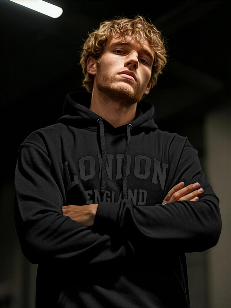 Juoda vyriškas džemperis su gobtuvu OZONEE JS/8B1986/3