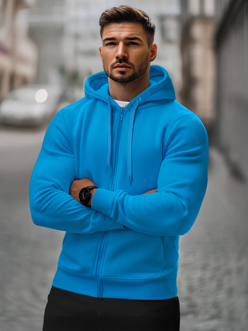 Melsvas džemperis su gobtuvu OZONEE JS/2008Z