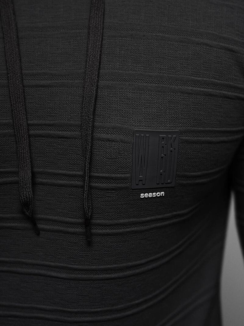 Juoda vyriškas džemperis su gobtuvu OZONEE O/TB2272