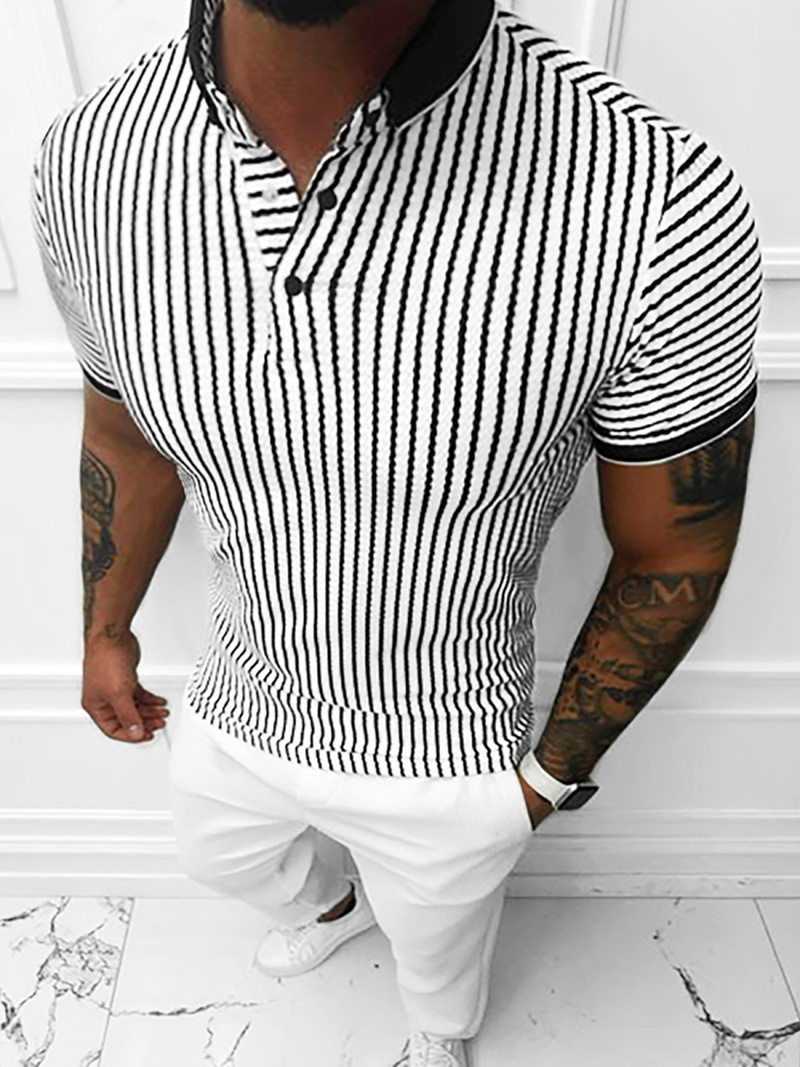 Baltai-juoda spalva vyriški polo marškinėliai OZONEE E/1749