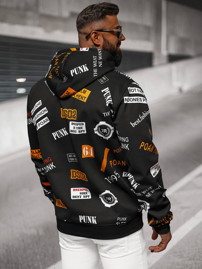 Juodas vyriškas džemperis su gobtuvu OZONEE JS/8B1250/3