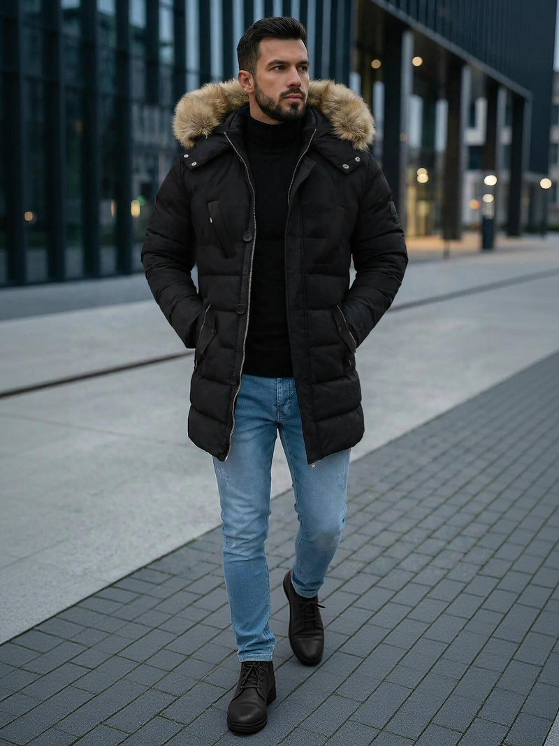 Juodi vyriška žieminė striukė OZONEE JS/5M3122/392Z