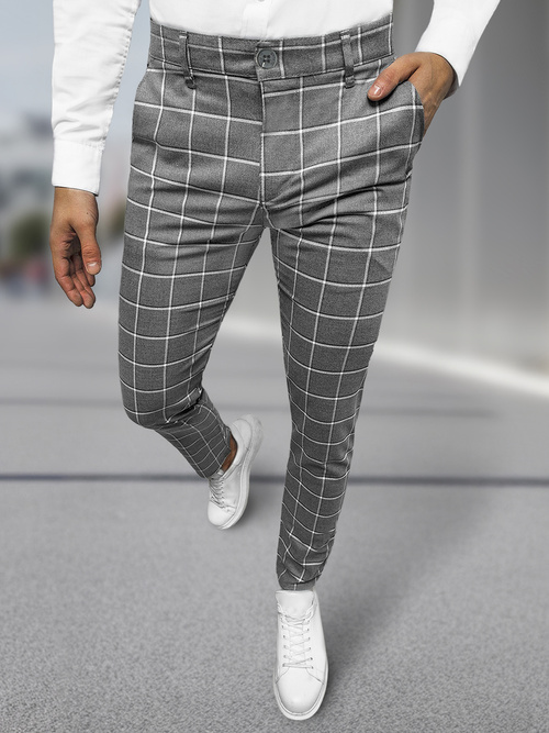 Tamsiai-grafitinės vyriškos chino kelnės OZONEE DJ/5522Z