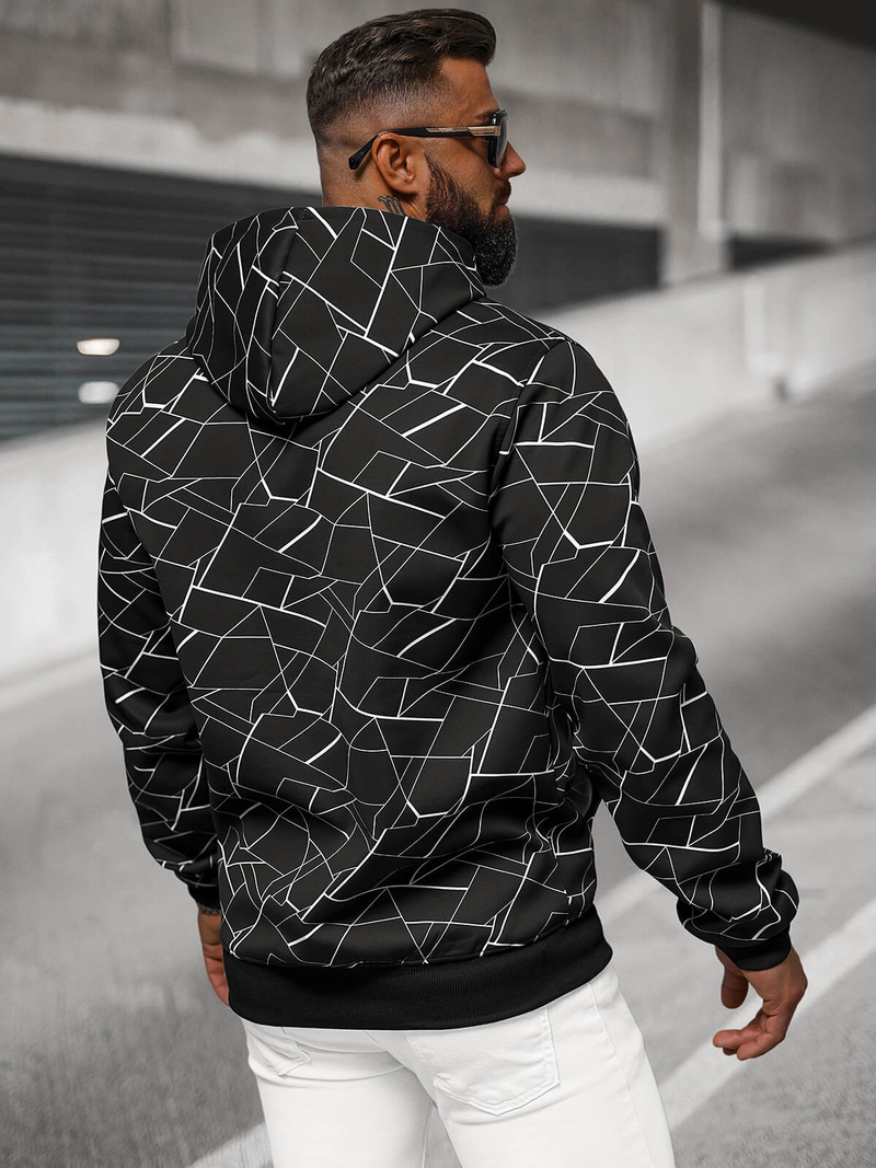 Juodas vyriškas džemperis su gobtuvu OZONEE JS/8B1235/3