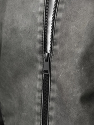 Grafitinis vyriška odinė striukė OZONEE JS/11Z8107