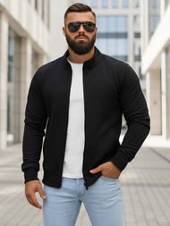 Juodas vyriškas džemperis su užtrauktuku OZONEE JS/2002Z