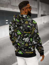 Juodas vyriškas džemperis su gobtuvu OZONEE JS/8B1186/3