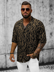 Juodi vyriški marškiniai trumpomis rankovėmis OZONEE O/22202010