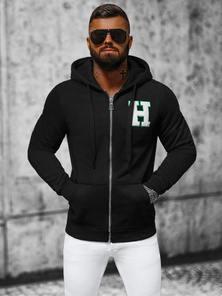 Juodas vyriškas džemperis su gobtuvu OZONEE NB/MF2006