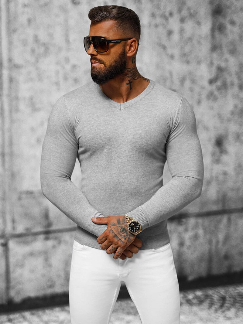 Pilkas vyriškas megztinis OZONEE NB/MMB601/2Z