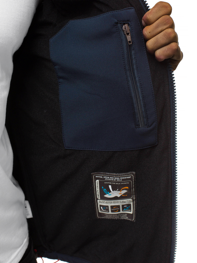 Tamsiai mėlyna-Raudona vyriška softshelte striukė OZONEE GE/12259Z