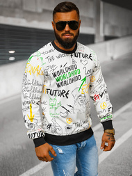 Balta vyriškas džemperis OZONEE JS/8B1228/1