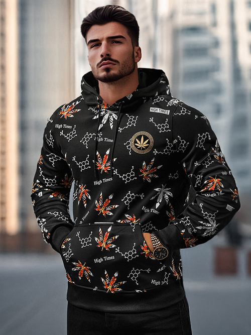 Juodas vyriškas džemperis su gobtuvu OZONEE O/B266Z