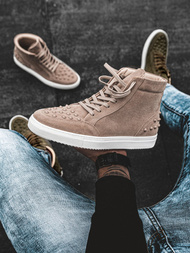Smėlinė aukšti sneakers stiliaus batai OZONEE G/271