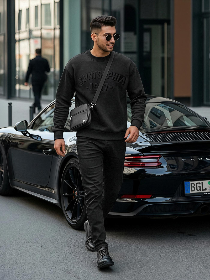 Juodas vyriškas džemperis OZONEE JS/8B1953/3