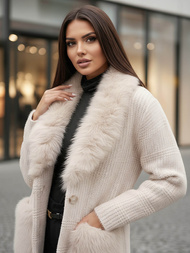 Smėlinis spalva moteriškas paltas OZONEE JS/53M5200/155Z