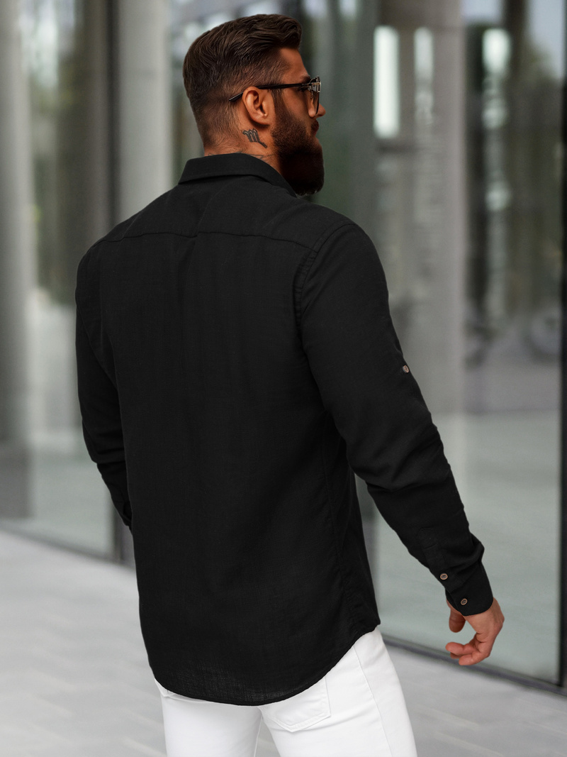 Juoda vyriški marškiniai OZONEE O/V144