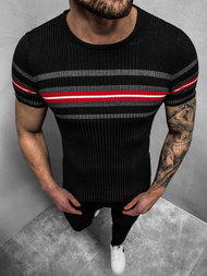 Juoda vyriška palaidinė trumpomis rankovėmis OZONEE L/2296Z