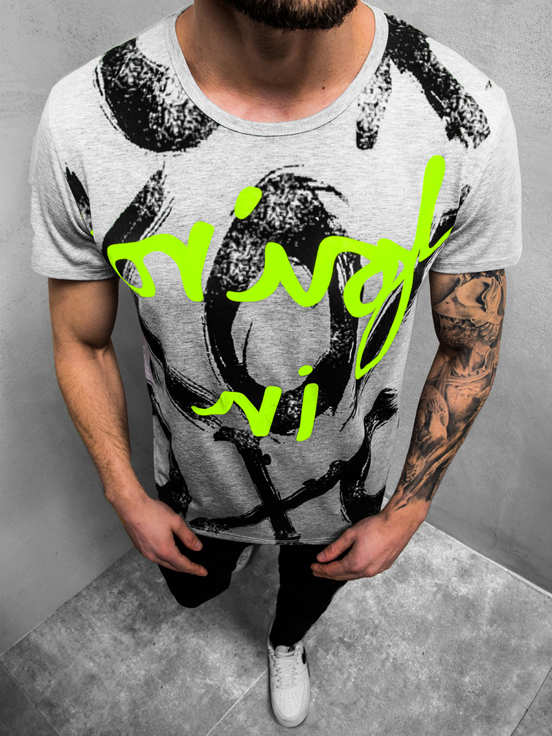 Pilki vyriški marškinėliai OZONEE JS/KS1985Z