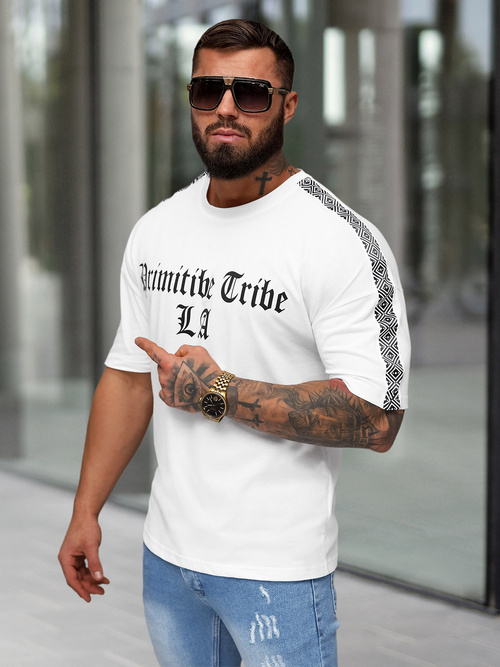 Baltas vyriški marškinėliai OZONEE JS/8B1380/1