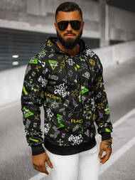 Juodas vyriškas džemperis su gobtuvu OZONEE JS/8B1186/3