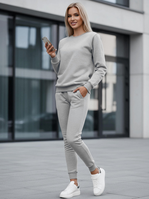 Pilkas moteriškas sportinis dviejų dalių kostiumas OZONEE JS/CKW01