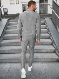 Pilkas vyriškas kostiumas - striukė ir chino kelnės OZONEE DJ/5617