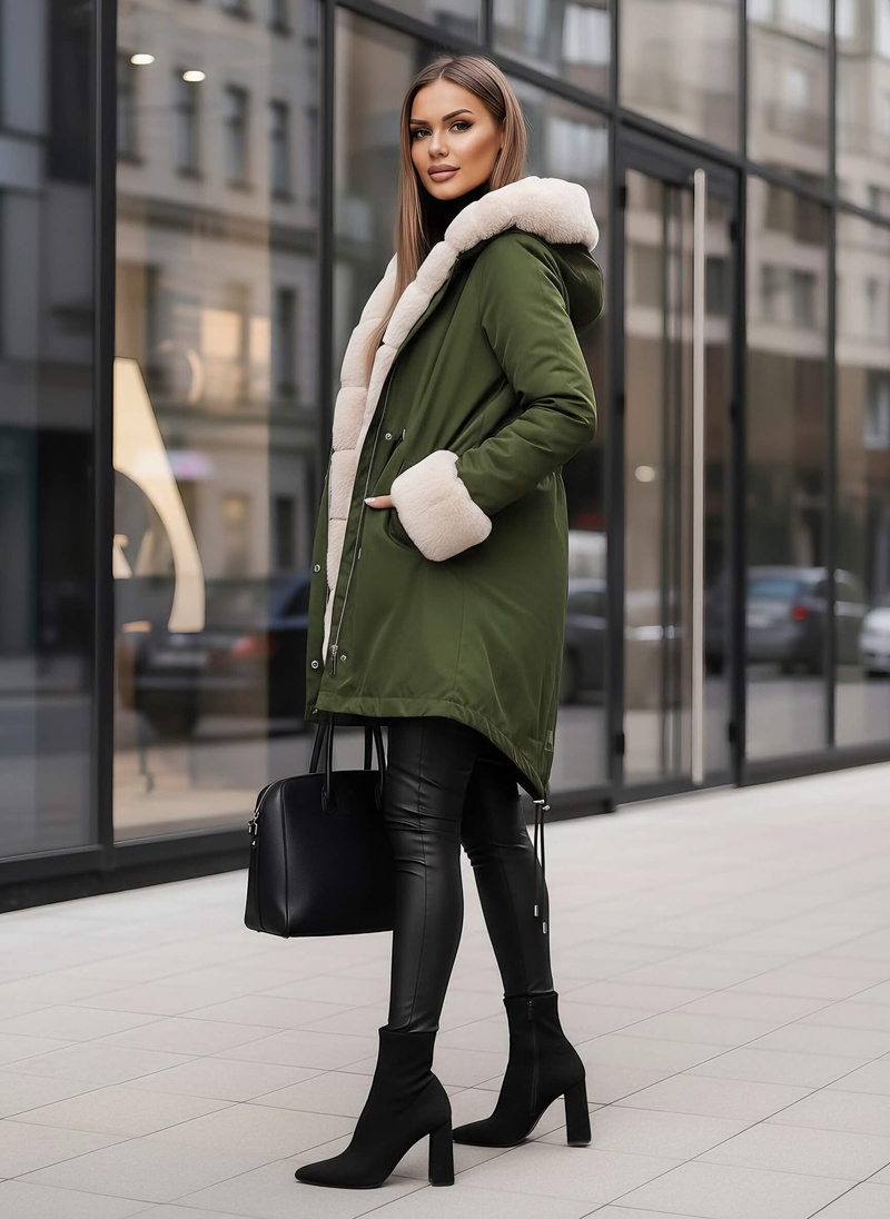 Žalia moteriška žieminė striukė OZONEE JS/M763/136Z