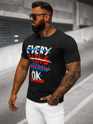 Juodi vyriški marškinėliai OZONEE O/8T1266/3