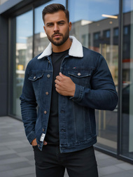 Granatinė vyriška džinso šerpas striukė OZONEE NB/MJ517BSZ