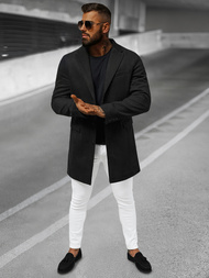 Juodas vyriškas paltas OZONEE JB/1047Z