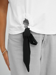 Baltai-juodas moteriški marškinėliai OZONEE JS/RJ77247