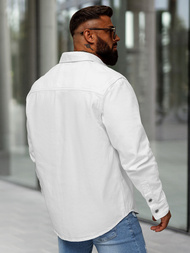 Balti vyriški džinsiniai marškiniai OZONEE L/CA777/2