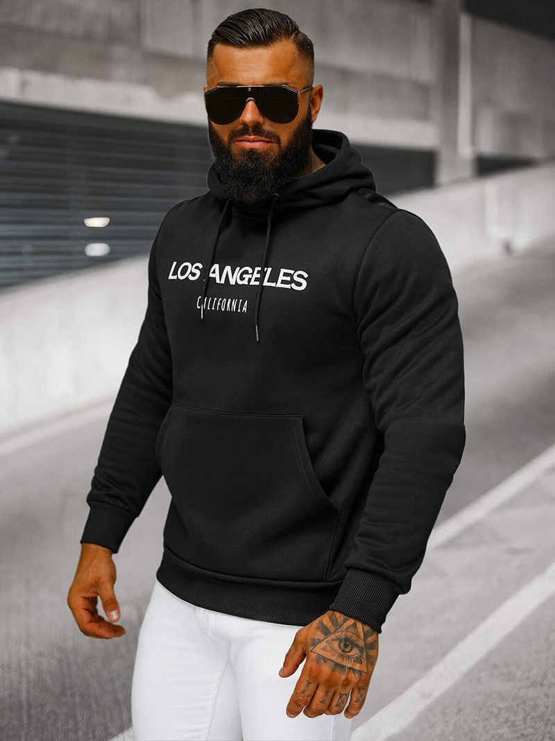 Juoda vyriškas džemperis su gobtuvu OZONEE JS/27B6507/3