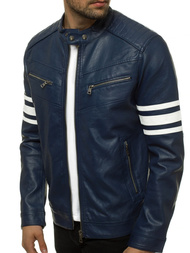 Granatinė vyriška odinė striukė OZONEE YD/BF59359