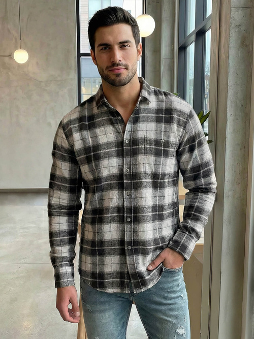 Pilka vyriški marškiniai OZONEE V/V172Z